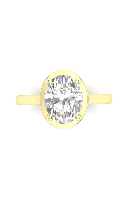 Semi-Mount Oval Semi-Bezel Solitaire Engagement Ring In 14K Yellow Gold