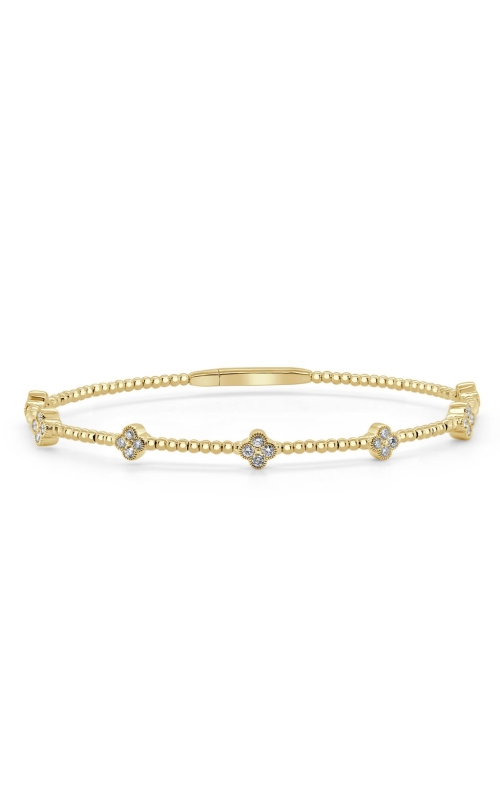 Women's Diamond Clover Bangle Bracelet in 14K Yellow Gold