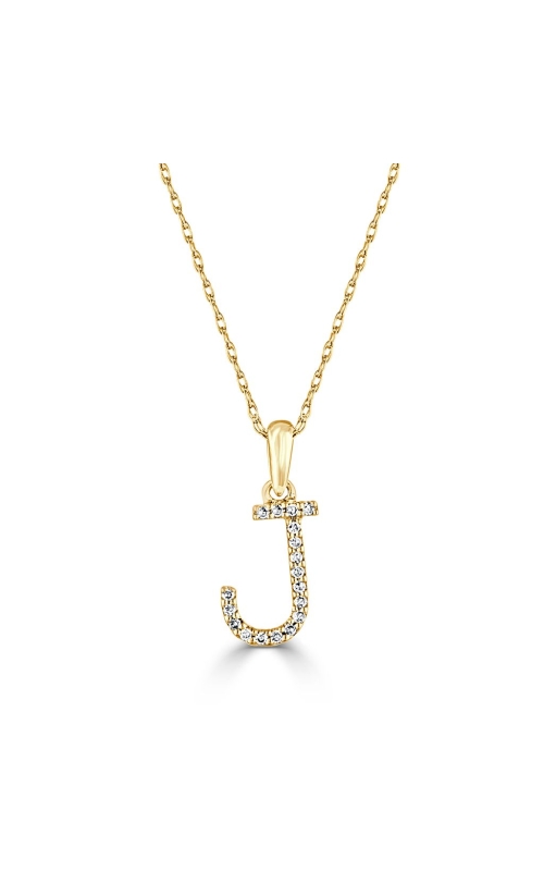 Women's Diamond Initial J Pendant Necklace in 14K Yellow Gold