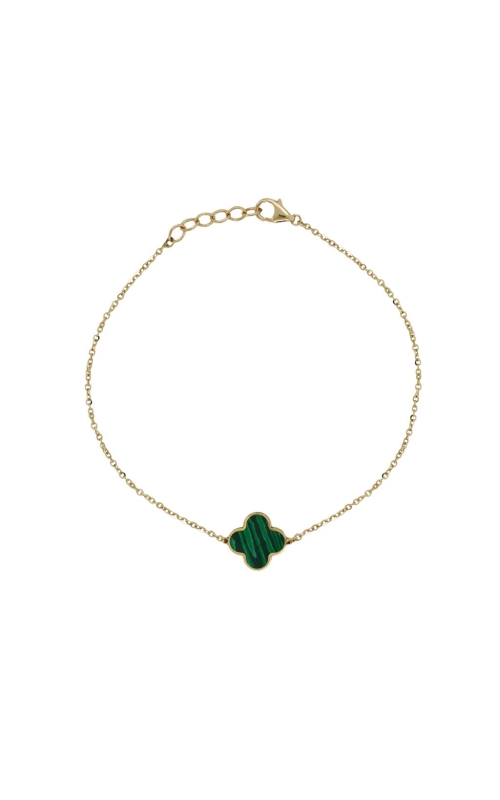 Women's Clover Malachite Bracelet on 14K Yellow Gold