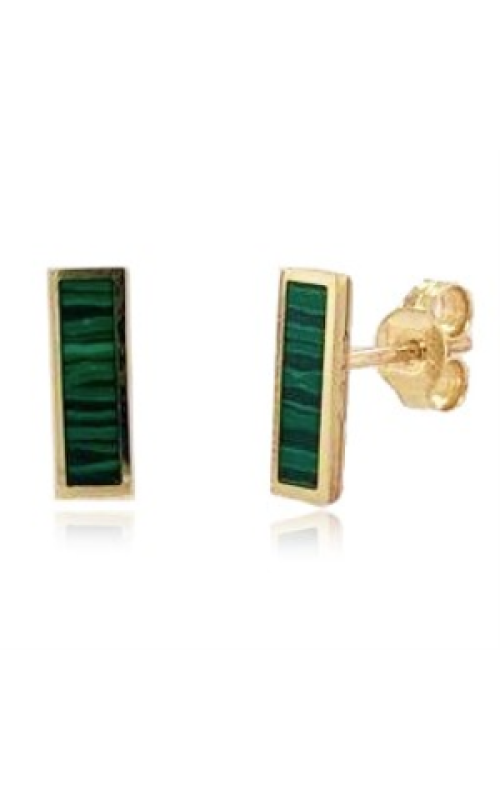 Women's Bar Malachite Stud Earrings in 14K Yellow Gold Women's Bar Malachite Stud Earrings in 14K Yellow Gold
