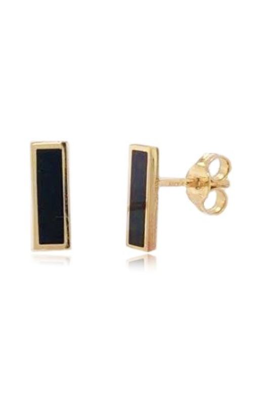 Women's Bar Onyx Stud Earrings in 14K Yellow Gold