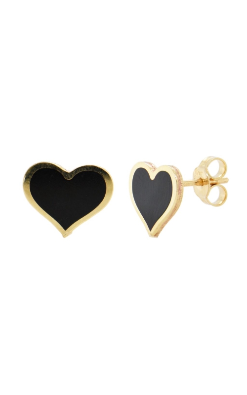 Women's Onyx Heart Stud Earrings in 14K Yellow Gold Women's Onyx Heart Stud Earrings in 14K Yellow Gold
