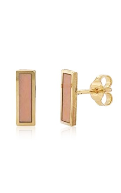 Women's Bar Pink Agate Stud Earrings in 14K Yellow Gold