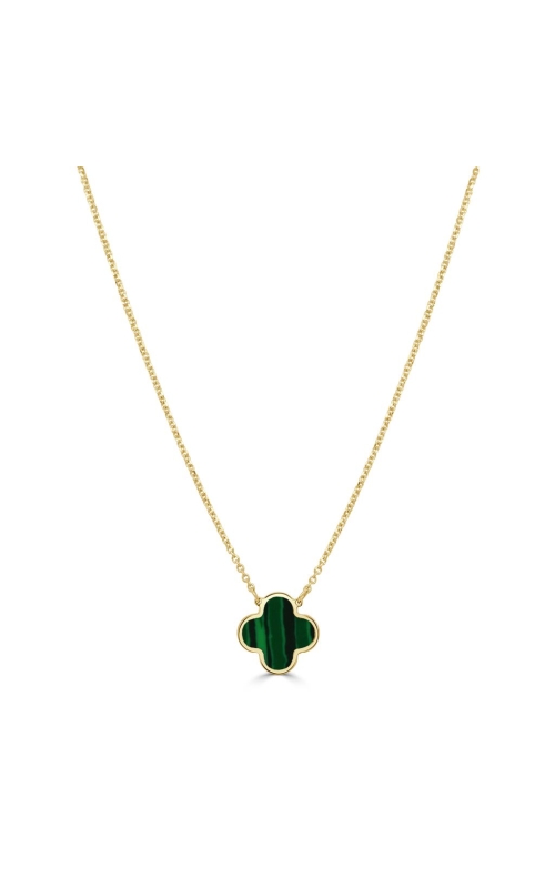 Women's Mini Clover Malachite Pendant Necklace on 14K Yellow Gold Women's Mini Clover Malachite Pendant Necklace on 14K Yellow Gold