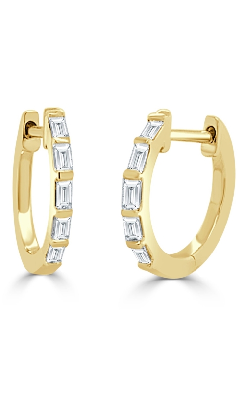 Women's Diamond Baguette Hoop Earrings 1/4 CTW in 14K Yellow Gold