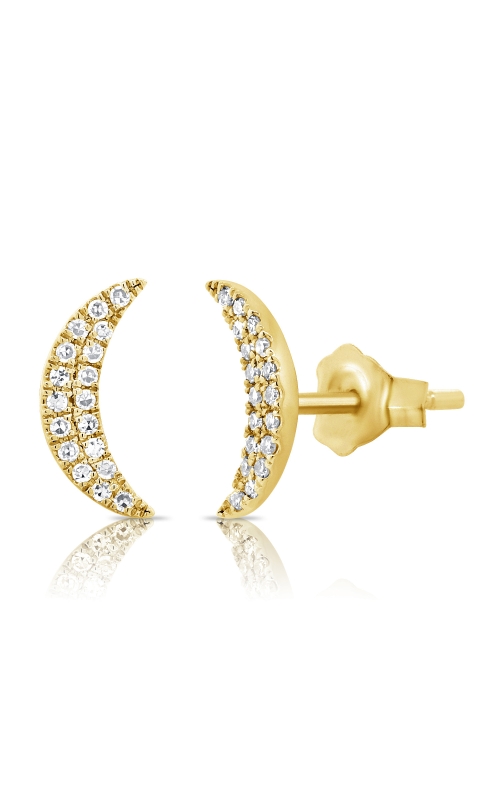 Women's Diamond Moon Stud Earrings 1/10 CTW in 14K Yellow Gold