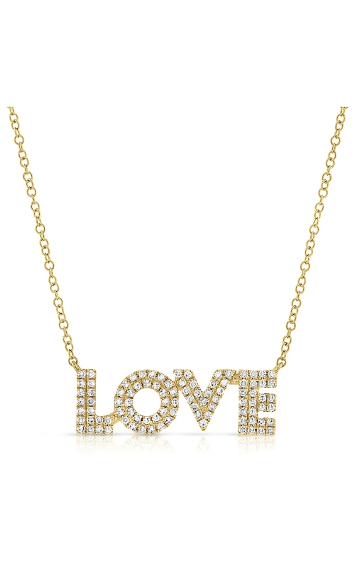 Women's 'LOVE' Diamond Pendant Necklace 1/4 CTW in 14K Yellow Gold