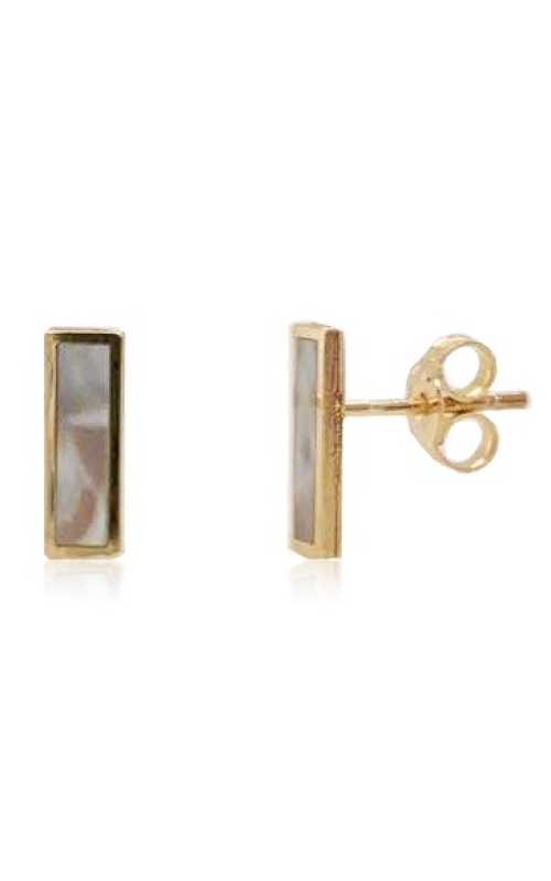 Women's Mother of Pearl Bar Earrings in 14K Yellow Gold