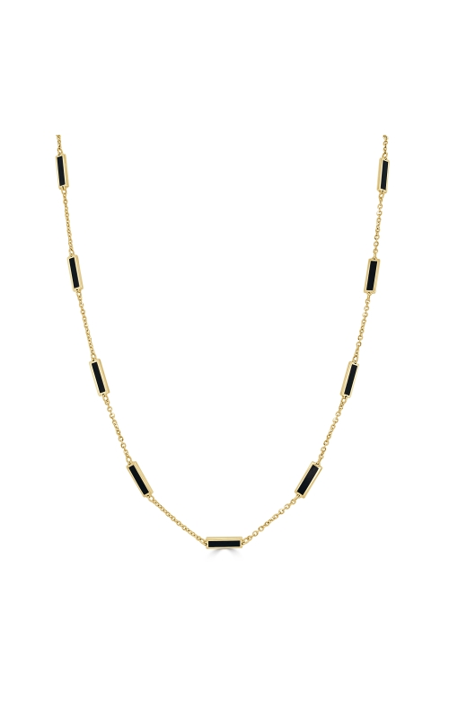 Women's Onyx Bar Necklace in 14K Yellow Gold