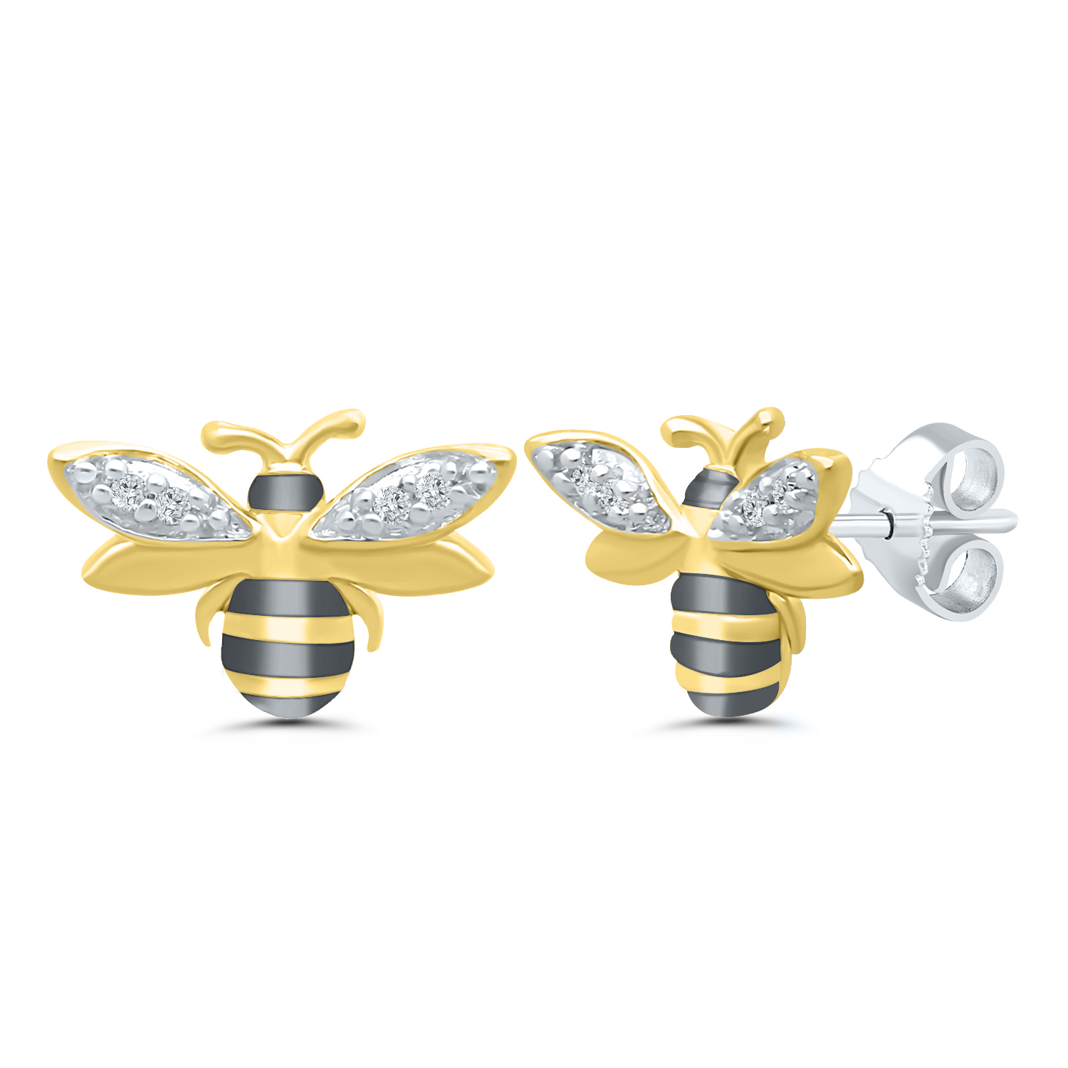 Honeybee Stud Earrings with Cubic Zirconia Accents Honeybee Stud Earrings with Cubic Zirconia Accents
