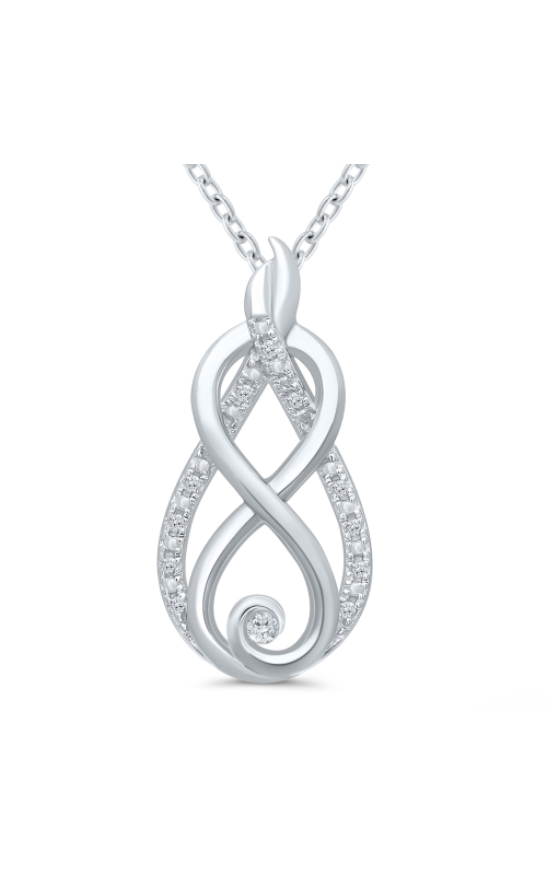 Women's Diamond Infinity Tear Drop Pendant 18 Inch Necklace 1/20 CTW in Sterling Silver