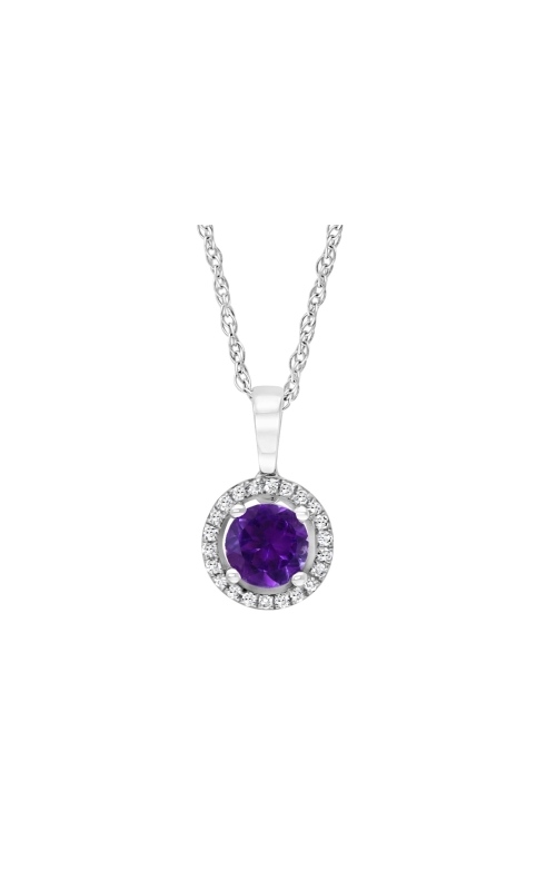 Women's Amethyst Diamond Halo Pendant Necklace in 14K White Gold