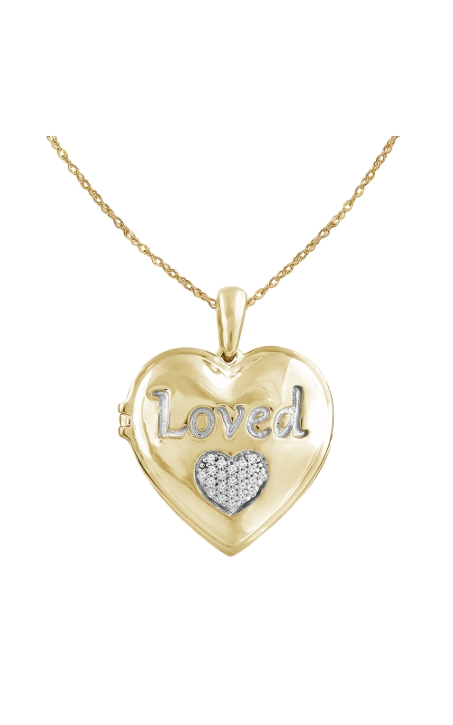 Women's 'Loved' Diamond Heart Locket Pendant Necklace 1/20 CTW in 10K Yellow Gold