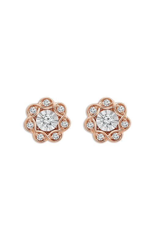 Women's Diamond Miracle Flower Earrings 1/6 CTW in 10K Rose Gold