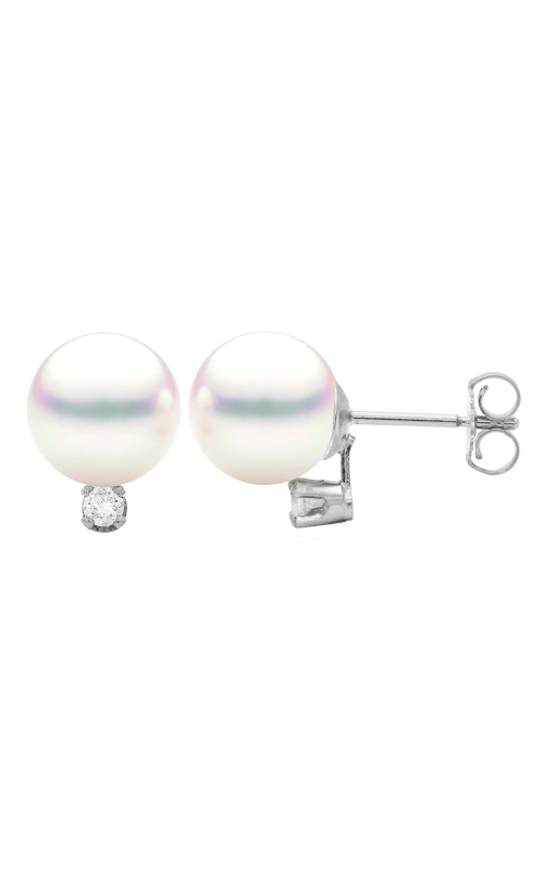 Women's Pearl Diamond Earrings in 14K White Gold