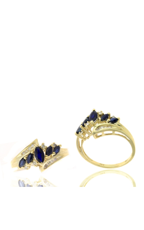Women's 5 Marquise Sapphire and Diamond Ring 1/10 CTW in 10K Yellow Gold