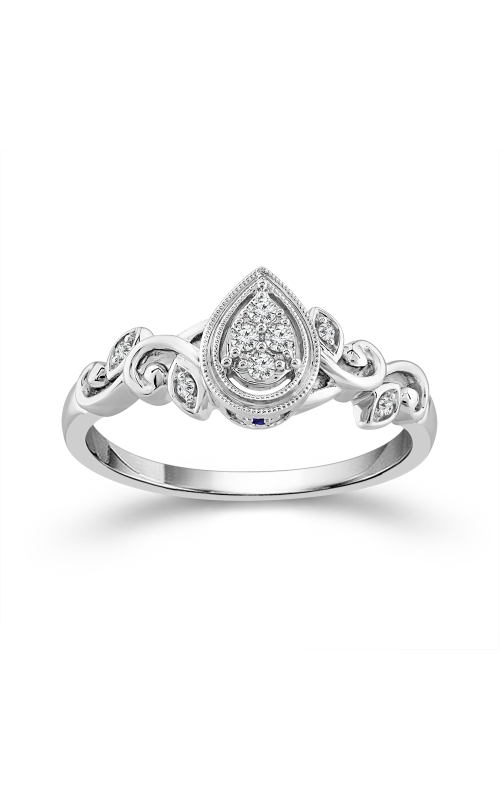 Women's Floral Pear Diamond Cluster Promise Ring 1/10 CTW in Sterling Silver
