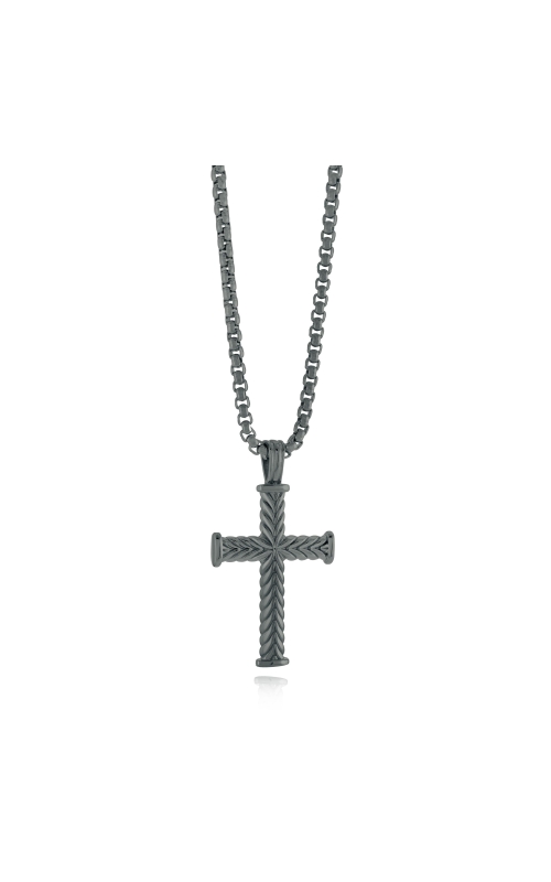 Italgem Matte Chevron Cross in Black Ion Plated Stainless Steel
