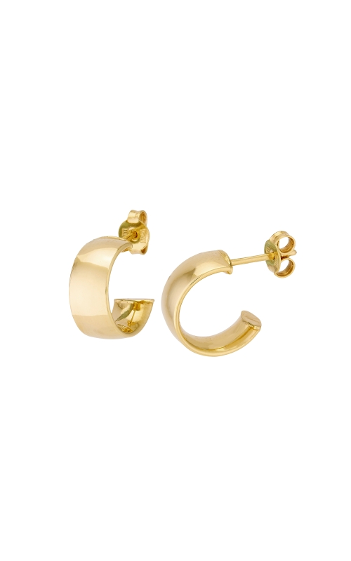 Women's Polished Mini Flat Round Hoops in 14K Yellow Gold