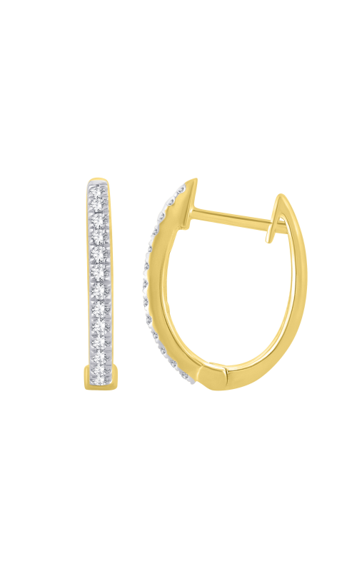 Women's Diamond Small Oval Hoop Earrings 1/8 CTW in 10K Yellow Gold