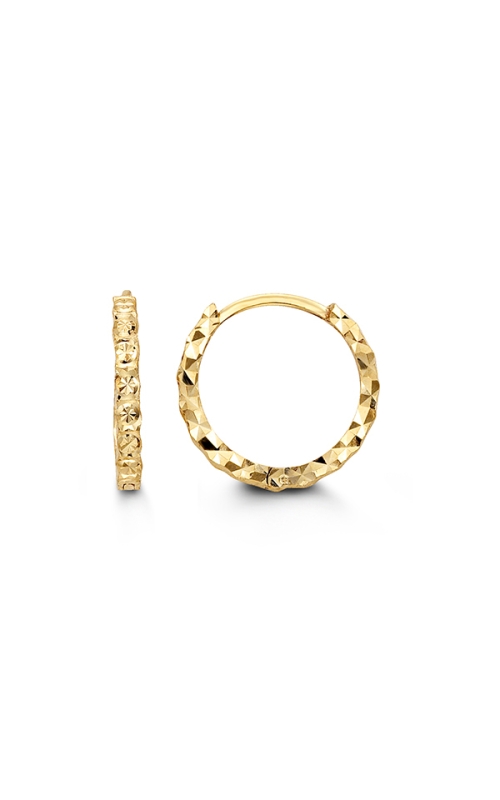 2MM Square Tube Diamond Cut Huggie Earrings in 10K Yellow Gold