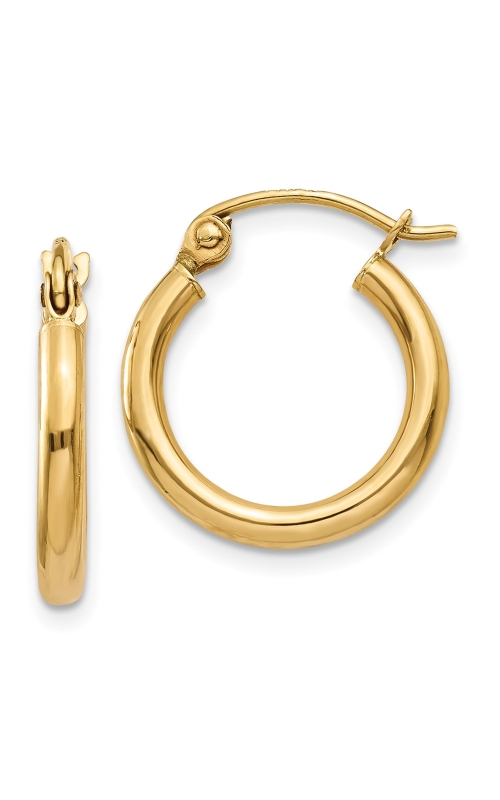 15 MM Lightweight Polished Tube Hoop Earrings in 10K Yellow Gold