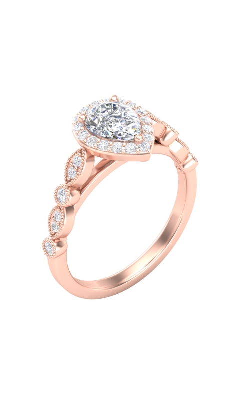 Women's Epic Diamond Semi-Mount Pear Shaped Cubic Zirconia Center 1/4CTW in 14K Rose Gold
