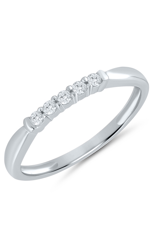 Women's Classic Stackable Diamond 5 Stone Wedding Band 1/10 CTW in 10K White Gold