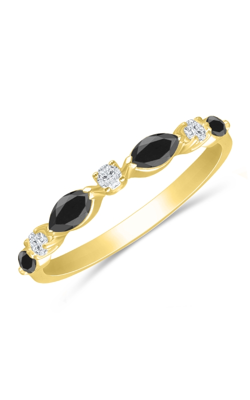 Women's Vintage Black and White Diamond Stackable Wedding Band 1/2 CTW in 10K Yellow Gold