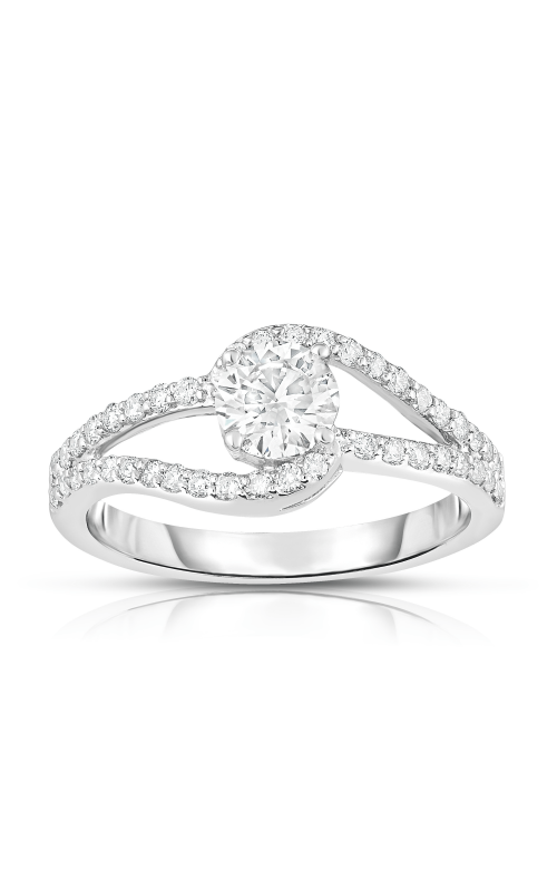 Women's Diamond Sidestone Engagement Ring 3/4 CTW in 14K White Gold