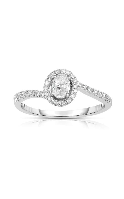 Women's Halo Oval Engagement Ring 1/2 CTW in 14K White Gold