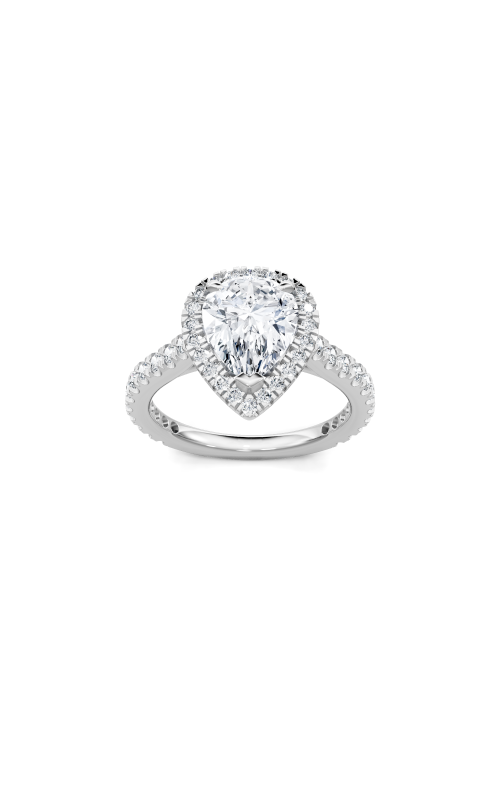Women's Imagine Bridal Semi-Mount Pear Halo Engagement Ring 5/8 CTW in 14K White Gold