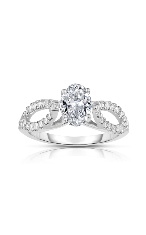 Women's Floral Oval Semi-Mount Engagement Ring 1/3 CTW in 14K White Gold
