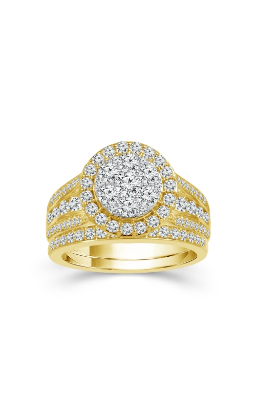 Women's Beautiful Bride Cluster Halo Engagement Set 1/2 CTW in 10K Yellow Gold