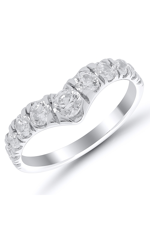 Women's Diamond Chevron Anniversary Band 1 CTW in 14K White Gold