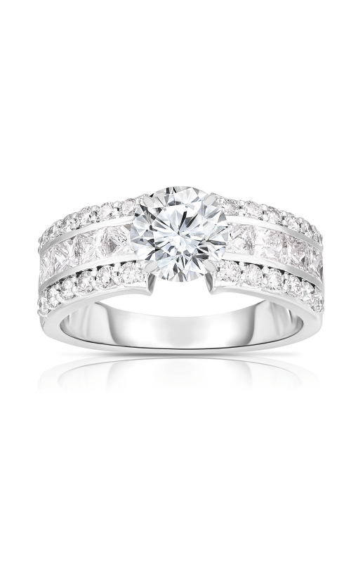 Women's Semi-Mount Sidestone Engagement Ring 1 1/5 CTW in 14K White Gold
