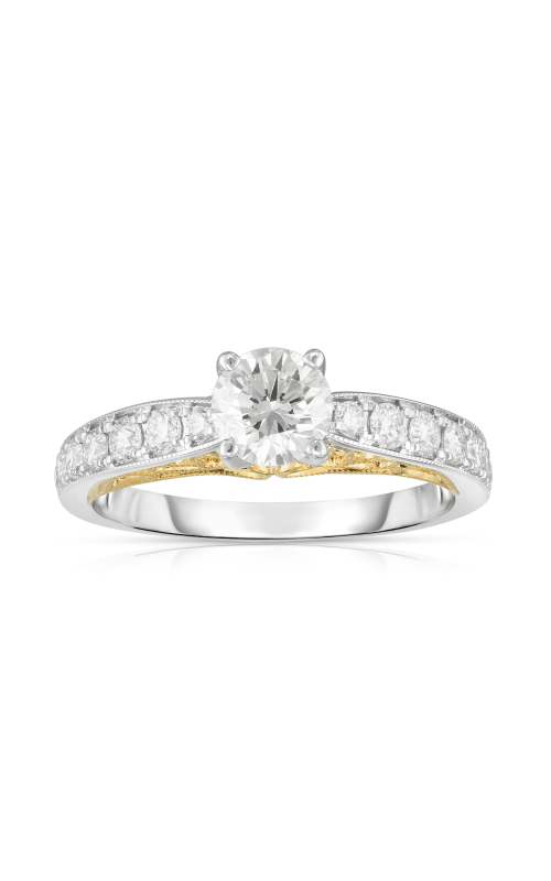 Women's Round Semi-Mount Engagement Ring 3/8 CTW in 14K White and Yellow Gold