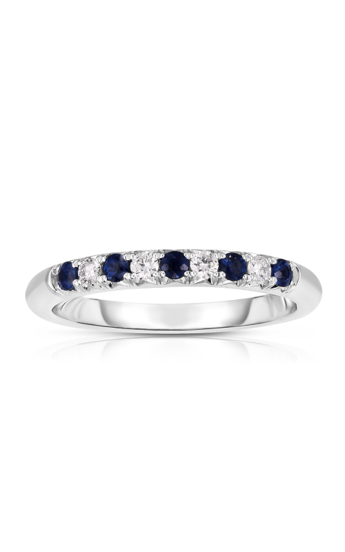 Women's Diamond and Sapphire Wedding Band 1/3 CTW in 14K White Gold