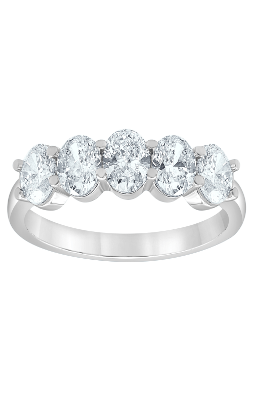 Flashpoint Created Diamond 5 Stone Oval Anniversary Band 3 1/2 CTW in 14K White Gold