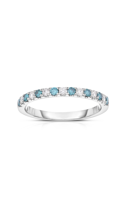 Women's White and Blue Diamond Wedding Band 3/8 CTW in 14K White Gold