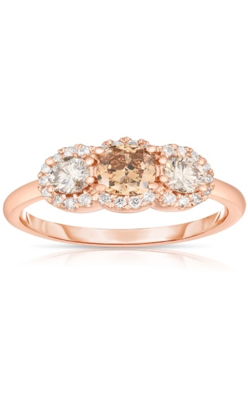 Women's Diamond 3 Stone Halo Ring 1 1/10 CTW in 14K Rose Gold