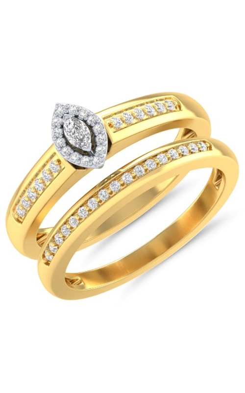 Women's Diamond Marquise Halo Engagement Set 1/7 CTW in 10K Yellow Gold