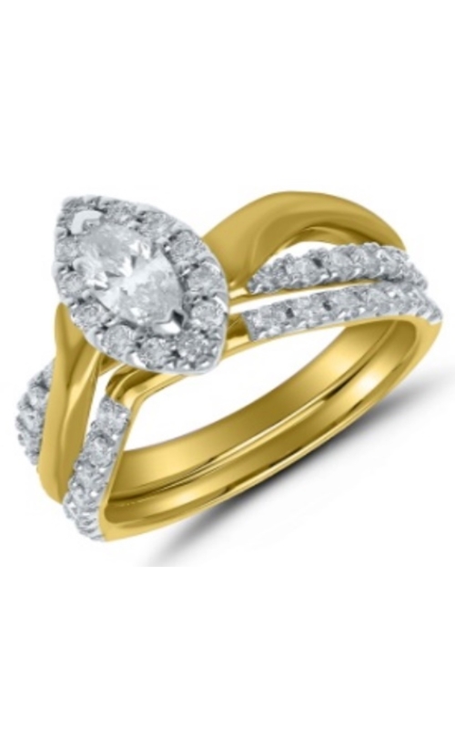Women's Diamond Halo Marquise Engagement Set 1 CTW in 14K Yellow Gold