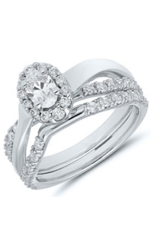 Women's Diamond Oval Halo Engagement Set 1 CTW in 14K White Gold