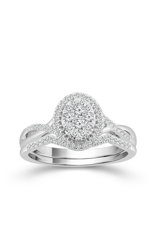 Women's Beautiful Bride Cluster Halo Engagement Set 3/8 CTW in 10K White Gold