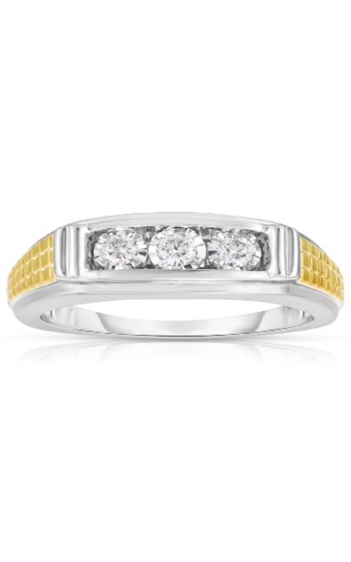Men's Diamond 3 Stone Wedding Band 1/4 CTW in 10K Yellow and White Gold