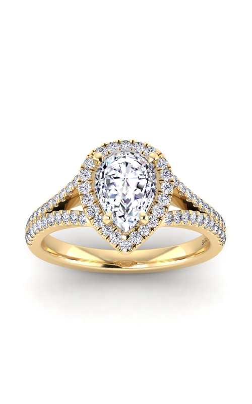 Flashpoint Created Diamond Women's Engagement Ring 1 1/2 CTW Pear Shape in 14K Yellow Gold