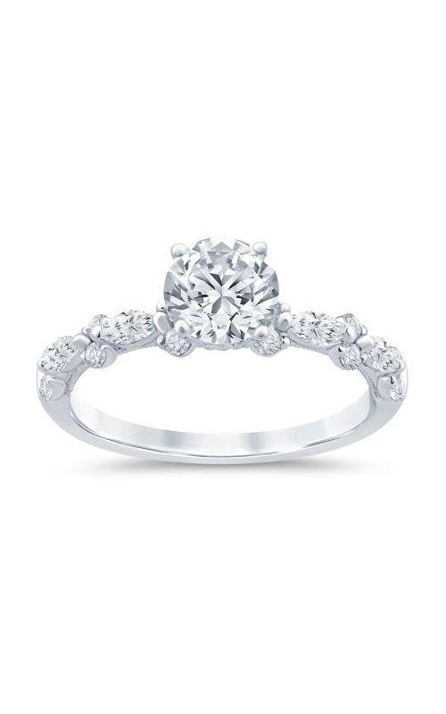 Women's Semi-Mount Sidestone Engagement Ring 1/2 CTW in 14K White Gold