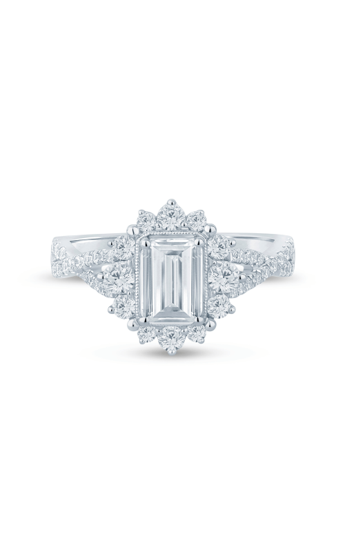 Women's Vintage Emerald Semi-Mount Engagement Ring 2/3 CTW in 14K White Gold